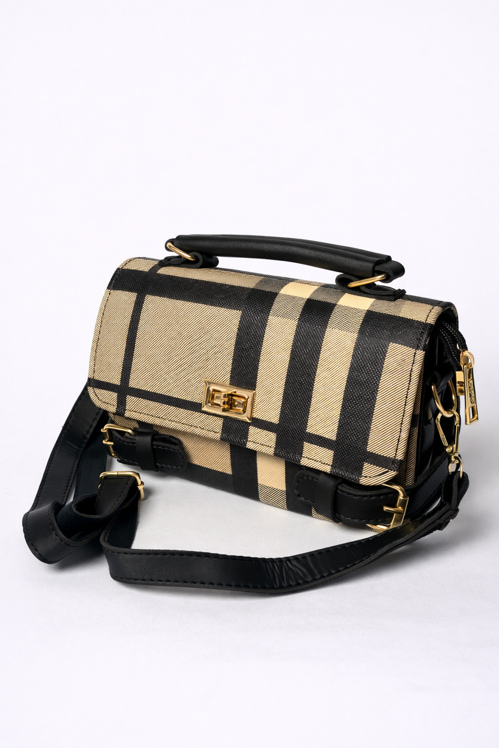Beige & Black Crossbody Bag